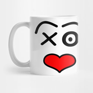 Funny love face - black and red. Mug